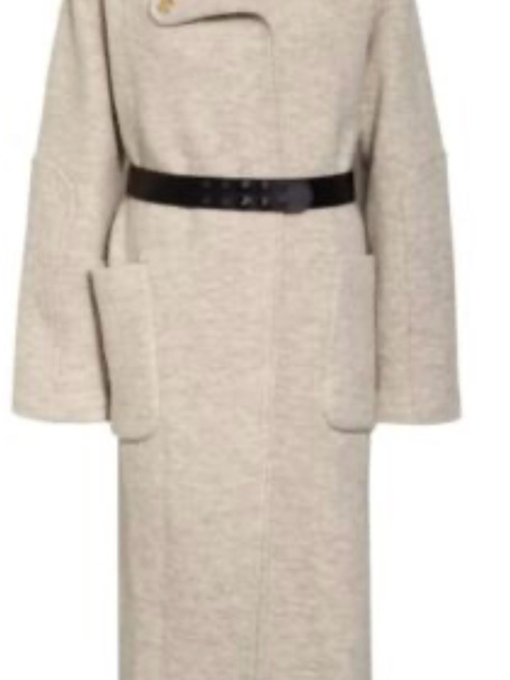 ba&sh Cream Wool Long Trench Coat with Black Belt